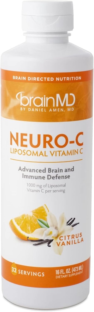Amen Neuro-C、Citrus Vanilla - 16 fl oz - 1000 mg Liposomal ビタミン C - 高度な脳と免疫防衛 - グルテンフリー - 32 サービング