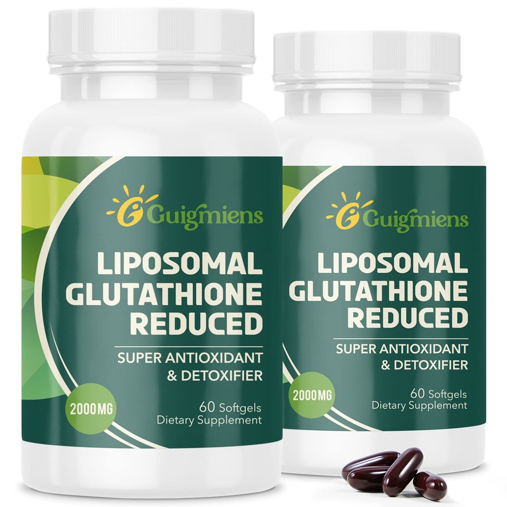 Liposomalのグルタチオン2000のMG、10xのよりよい吸収、Hyaluronic酸+コラーゲンのペプチッド+Resveratrolの強力な酸化防止剤、120の計算が付いているグルタチオンの補足