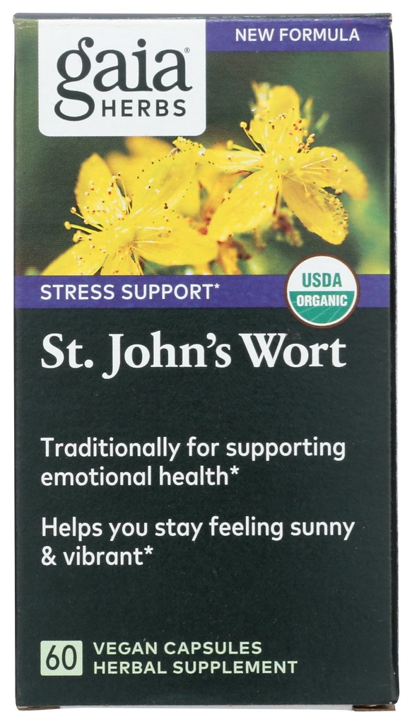 Gaia Herbs St. John's Wort, ビーガン液体カプセル, 60 カウント - PositiveとSunny Moodを促進するためのストレスサポート