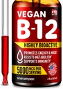 B12 サブリンガル 5000 mcg ドロップ - 米国製 - エネルギー、気分、記憶のためのビーガン B12 ビタミン - 高バイオ利用できるサブリンガル ドロップ - 女性と男性のためのメチルコバラミン - 2 fl. oz.