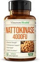 ナトキナーゼサプリメント - Nattokinase 4000 FU - 最大強度の循環サプリメント - 健康な循環と滑らかな流れのための全身酵素。 非GMO&ビーガン。 60カプセル