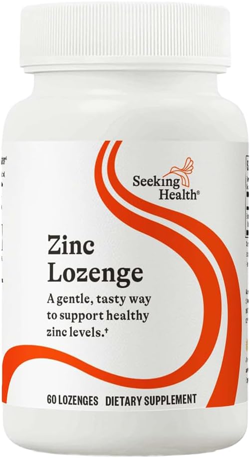 Seeking Health Zinc Chewable, 15 mg of TRAACS® Chelated Zinc Bisglycinate, Immune Support, Natural Fruit Flavor, Vegetarian and Vegan (60 lozenges)*