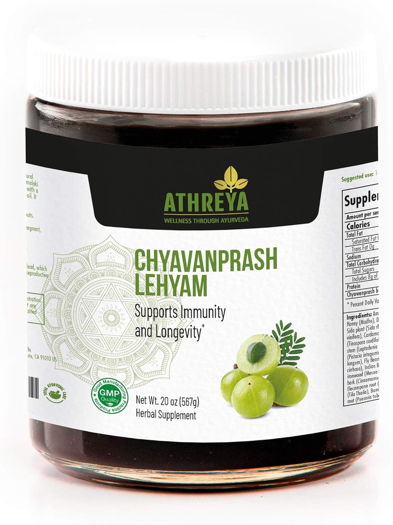 Athreya Herbs Chyavanprash Lehyam(Jam) | 20 Oz | Ayurvedic Herbal Blend(アーユルヴェーダ・ハーブ・ブレンド) 免疫・代謝・生殖健康支援 | 全般的な健康のために | 非GMO
