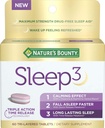 Nature's Bounty Sleep3 Melatonin 10mgの最高の強さ100%の薬剤の自由な睡眠の援助、食事療法の補足、L-Theanine及び夜間草のブレンドの時間解放の技術、60の三層のタブレット