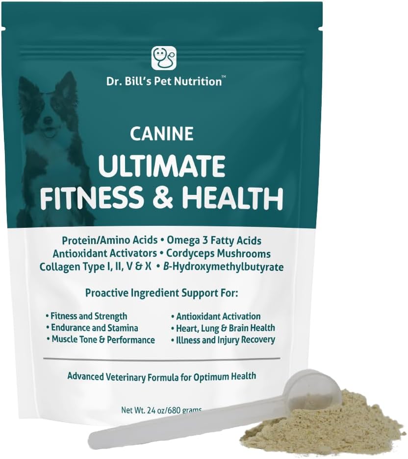 Dr.ビルの犬用究極のフィットネス&健康ビタミン 犬用マルチビタミンW / Coenzyme Q-10、ビタミンE、ビタミンD-3、ビオチン、葉酸、ヒアルロン酸ドッグビタミンとサプリメント680g
