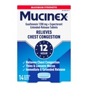 Mucinexの箱の混雑、最高の強さ12時間の延長解放のタブレット、14ctの1200のmg Guaifenesinは余りの粘液、薄くおよびゆるみによって使用される箱の混雑の延長救助をmgのGuaifenesin