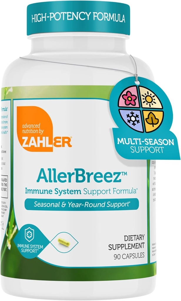 ビタミンC、ケルセチン、ビタミンB5、MSM&Stinging NettleのZahler AllerBreez免疫システムサポートフォーミュラ - 季節と年 - ラウンド免疫サポートサプリメント、ディストアレルギーサプリメント(180カプセル)