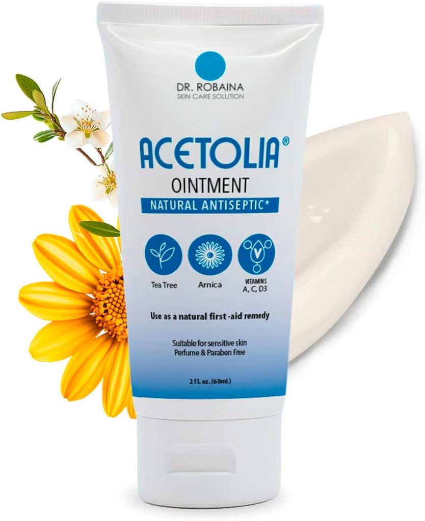 ACETOLIAファーストエイド軟膏 - マイナーカット、バーン、スクレープ&ビッツの植物性バリア | w / ティーツリーオイル、アルニカ、カルメンデュラ&アロエ、ソテー、ハイドレート&プロテクト | ステロイドフリー | アメリカ製 | 2 oz