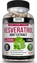 Kaya Naturals - Resveratrolカプセル - アンチエイジングサプリメント - 脳サポートと抗酸化剤 - 最大の利点 - 60ベジギーカプセル