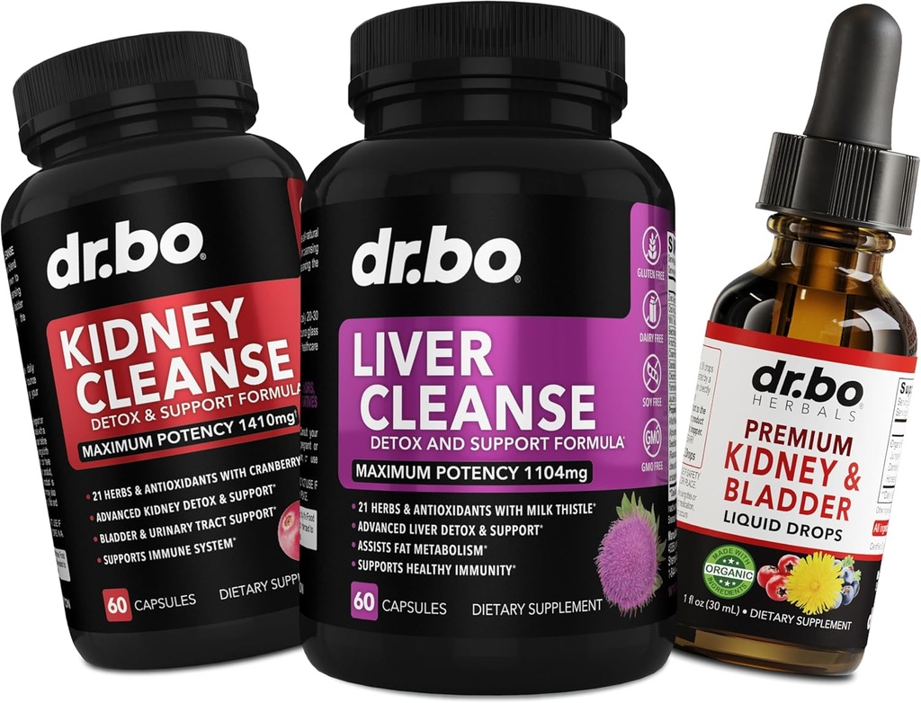Liver Cleanse Detox & Kidney Cleanse Bladder Drops - Renal Liver Detox Support Supplement Liquid Drops, Milk Thistle Dandelion - Kidney Support Supplement Bladder Health Renal Health Vitamins