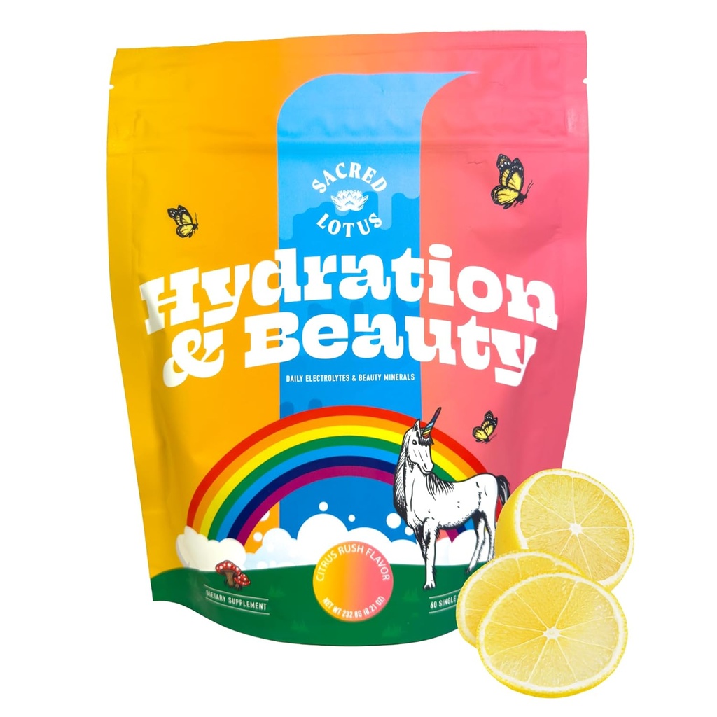 SunLife Organics Hydration & Beauty Powder - シトラスラッシュ - 電解ドリンクミックス | 毎日のビタミンとミネラル - マグネシウム、ビタミンC、ナイアシン | 非GMO | 60 サービング