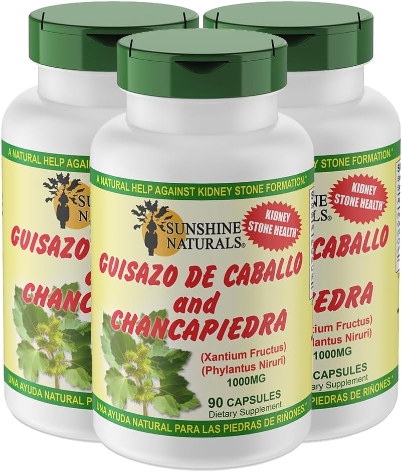 Sunshine Naturals Guisazo & Chancapiedra Herbal Blend、ウェルネスサポートのための自然な栄養補助食品、90カプセル。 3パック