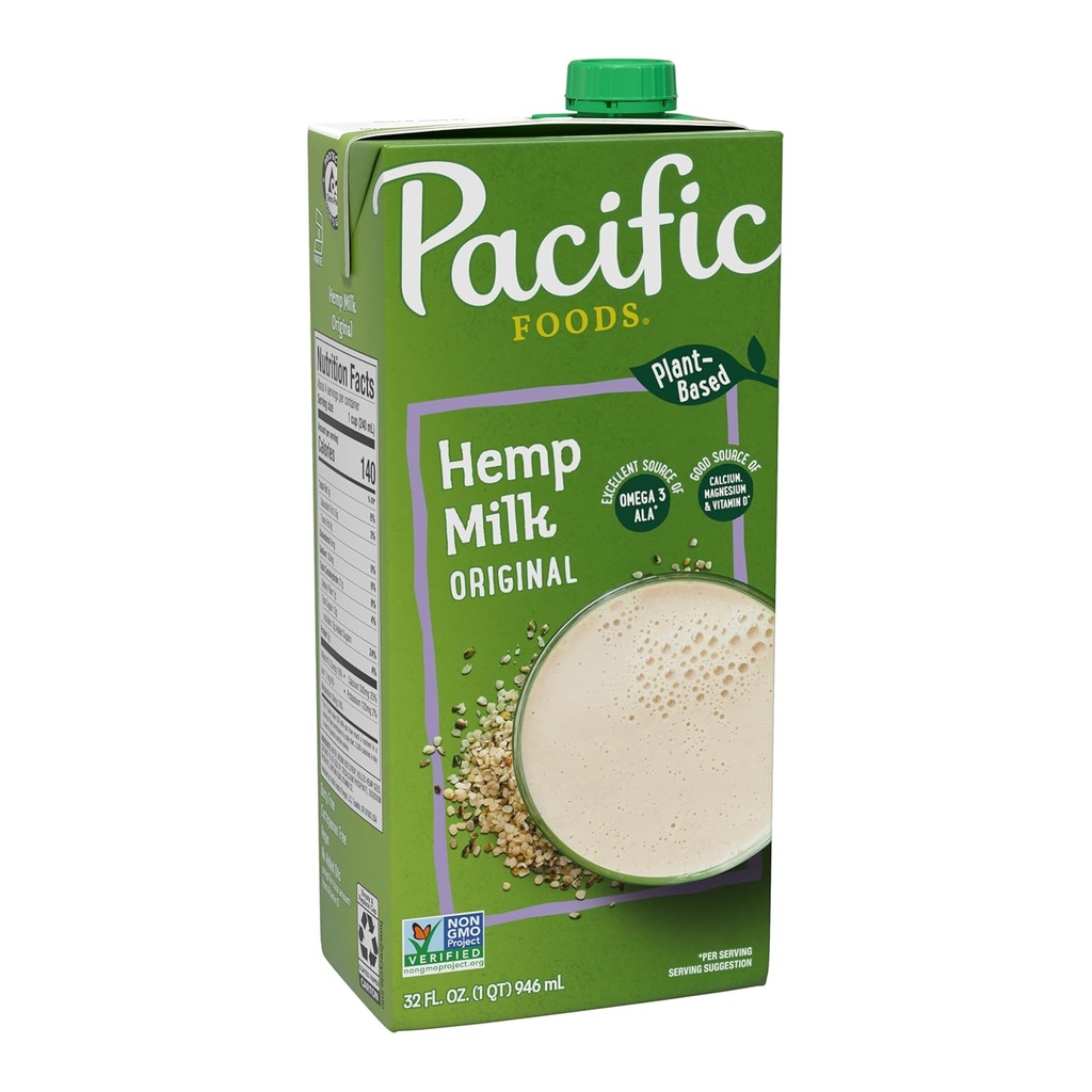 Pacific Foods Original Hemp Milk, Plant Based Milk, 32 oz Carton