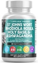 きれいなNutraceuticalsセントジョンズワートRhodiola rosea聖バジルアシュワガンダ - ビタミンC&ブラックペッパーエキスで女性と男性のための気分のサポート - 90キャップ