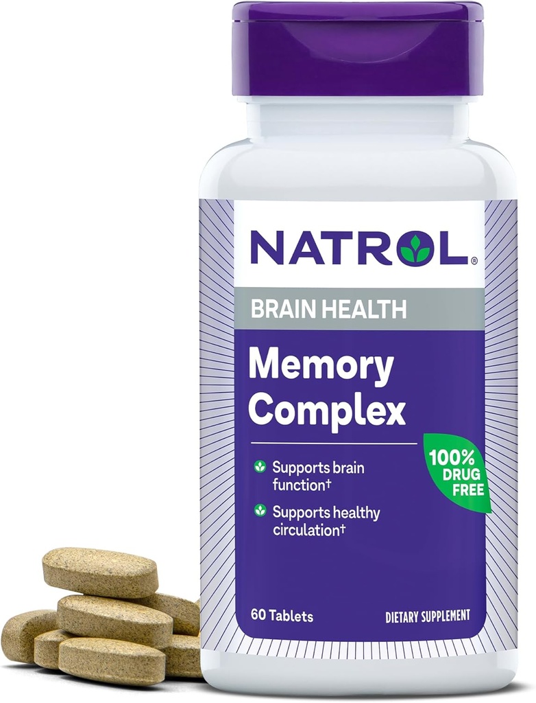 Ginkgo Biloba 120mgとBビタミン、脳の健康とメモリサポートのための栄養補助食品、60錠、30日の供給