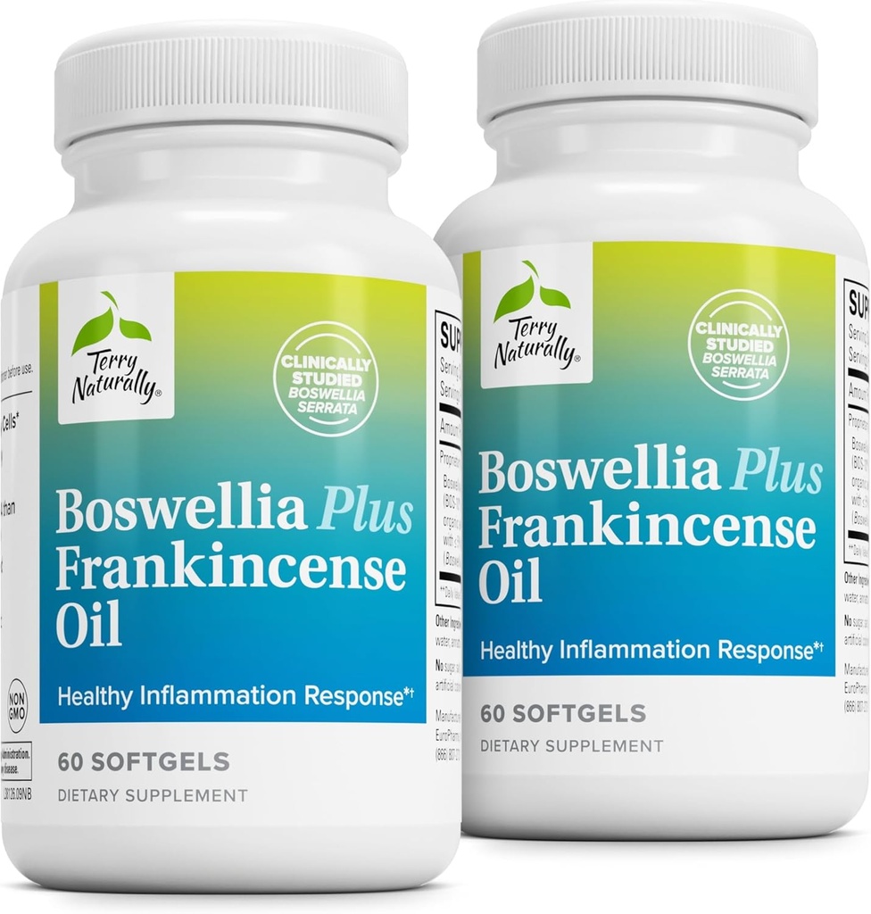 Terry Naturally Boswellia Plus Frankincense Oil - モビリティと共同の快適さをサポートする共同サポートサプリメント - BoswelliaとFrankincense Oilでセルラーヘルスをサポート - 60 Softgels(パッケージ2)