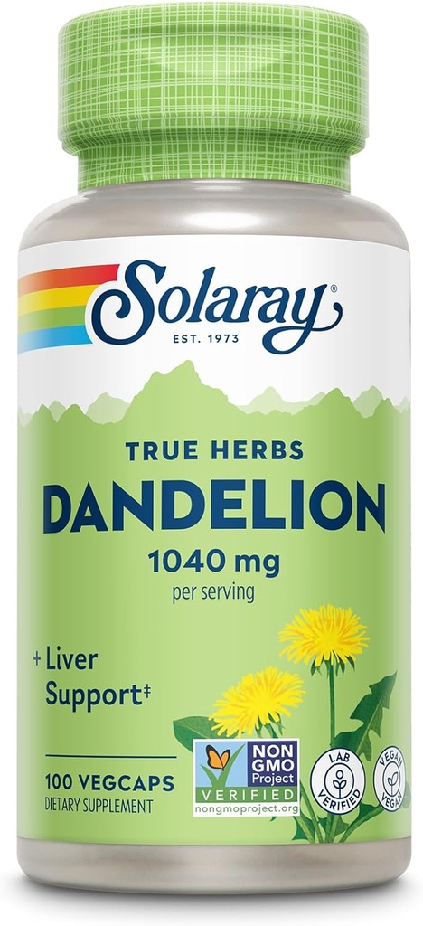 SOLARAY Dandelion Rootサプリメント - ヘルシー腎臓と肝臓のサポート - 1,040 mg/サービング - ビーガン, ラボ検証, 60日保証 - 50 給餌, 100 野菜