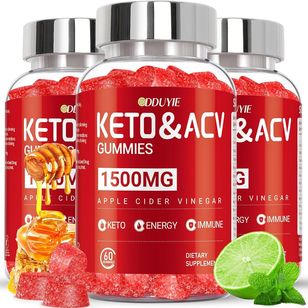 (3 Pack) Apple Cider Vinegar Gummies | Keto ACV Gummies for Supports Metabolism & Fat Burn with Vitamin B6 & B12 | ACV Supplement | Lemon Honey Flavor | 180 Vegan for Women and Men