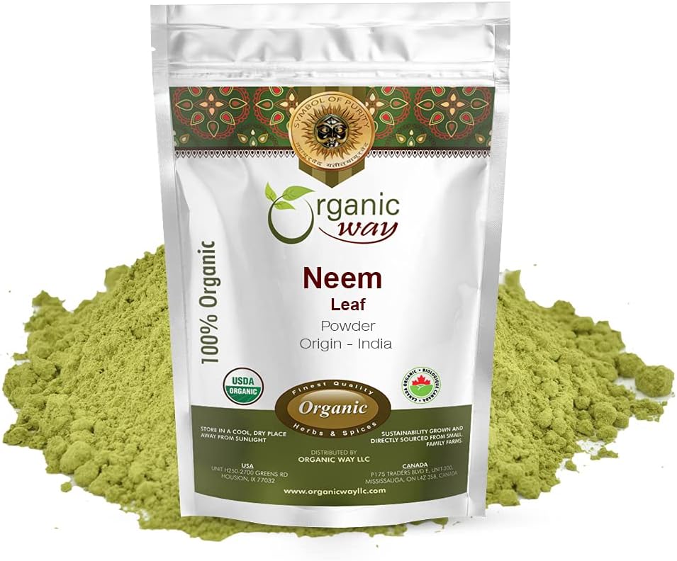 ORGANIC WAY Neem Leaf Powder | European Wild-Harvest | Organic & Kosher Certified | Non GMO & Gluten Free | USDA Certified | Origin - India (8 Oz (Pack of 1))