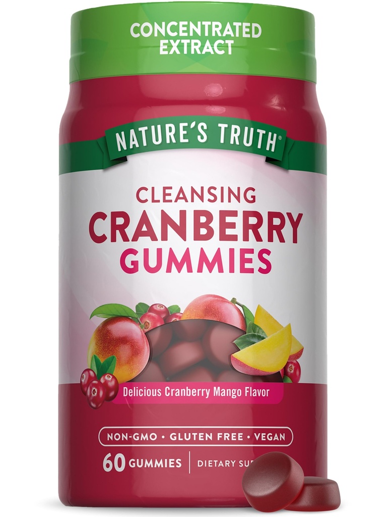 Nature's Truth Cranberry Gummies | 60 カウント | ヴィーガン、非GMO&グルテンフリーサプリメント | クランベリーマンゴーフレーバー