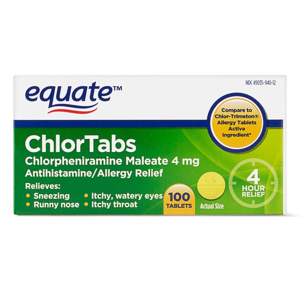 等しい: ChlortabsのタブレットのAntihistamin (100のct)