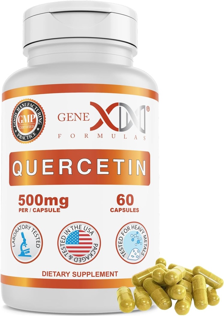 Genexの方式 60日の供給のためのQuercetin 500mg -60のカプセル-免疫サポート、酸化防止およびアレルギーの保護、非GMOのグルテンフリーのための補足