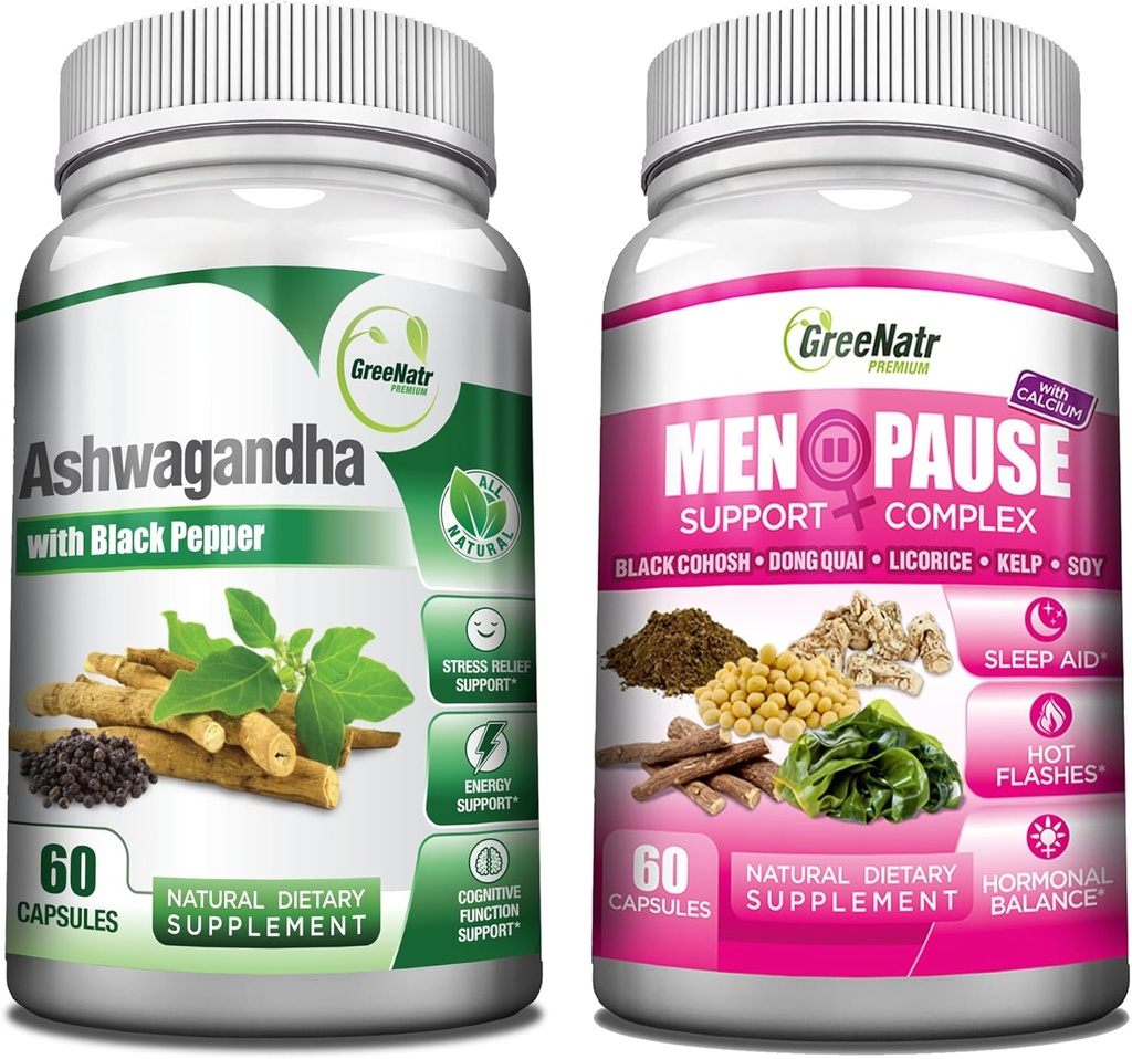 GreeNatrの増強された吸収のための黒いペッパーが付いているAshwagandhaのカプセルとの全面的なウェルネス サポート-および自然なMenopauseの草の複合体
