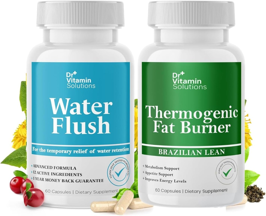 DR VITAMIN SOLUTIONS Diuretic Water Pills & Thermogenic Fat Burner Bundle - 120 Caps