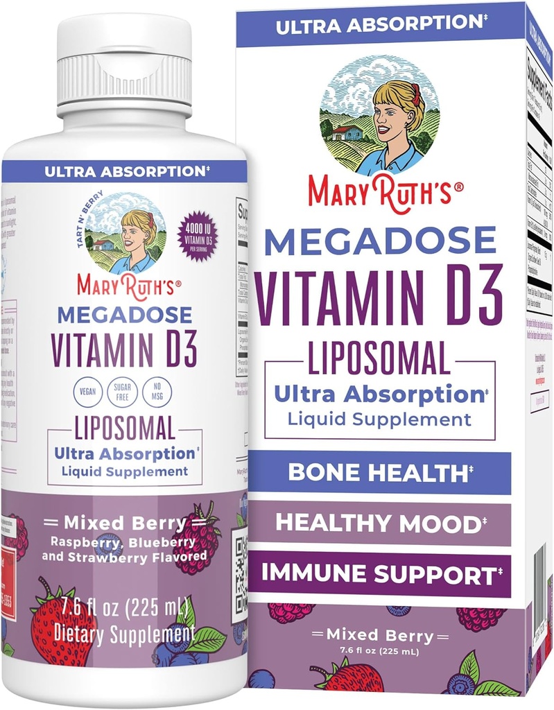 MaryRuth Organics Megadose Vitamin D3 Liposomal | ビタミンD 4000 IU | 超吸収性 | 大人のための免疫サポート | 骨の健康 | VIT D3 | 完全菜食主義者の | グルテンフリー | グルテンフリー | 完全菜食主義者 | 45 人前