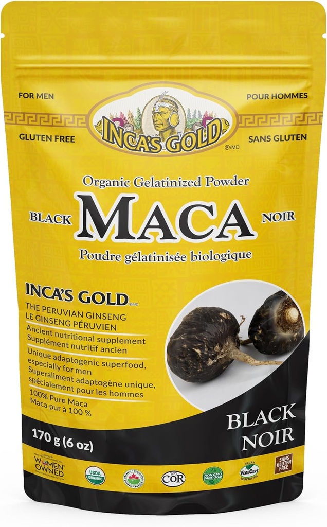 Incaの金の人の人のための有機性黒のマカのゼラチizedの根の粉、170g