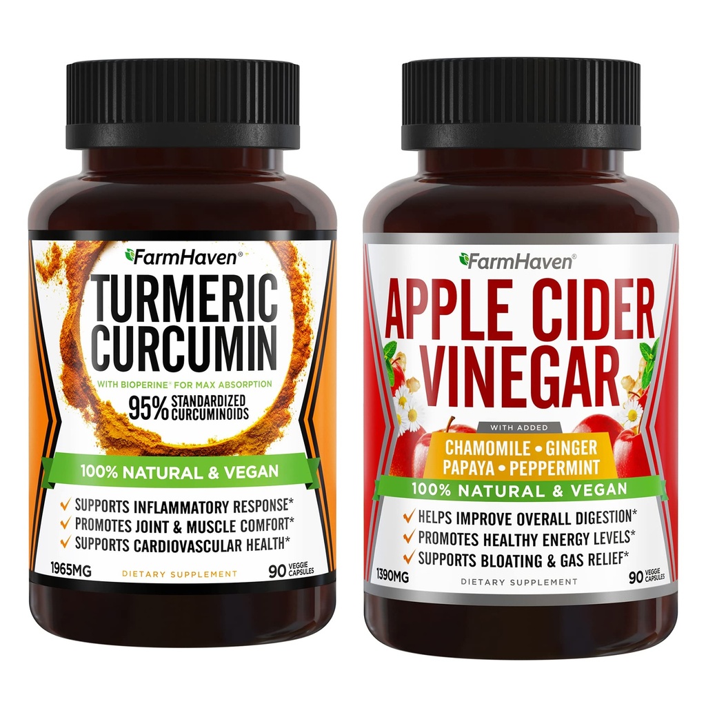 FarmHaven ターメリック Curcumin with BioPerine と Apple Cider Vinegar with Ginger