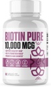 ビオチンピュア10,000 MCG + カルシウム | #1 新しいマックスドーズビオチンB7サプリメントは、より健康な髪、肌と爪のための丸薬 | 男性と女性のためのビーガンカプセル - 60 サービング