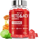 (1パック) Apple Cider Vinegar Gummies | Keto ACV Gummies for Supports Metabolism & Fat Burn with Vitamin B6 & B12 | ACV サプリメント | レモンハニー風味 | 女性と男性のための60ビーガン