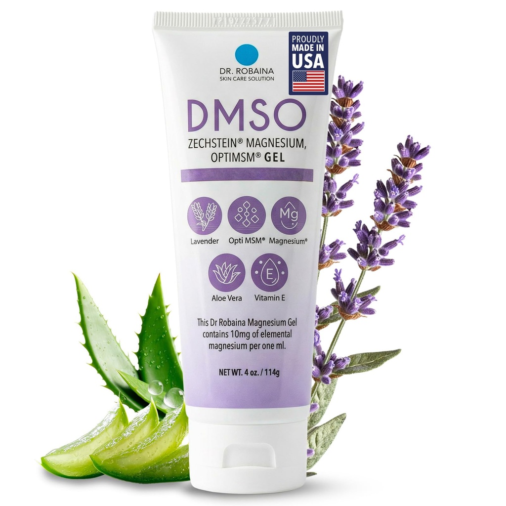 Dr. Robaina DMSO ラベンダー ゲル - 99.9% 純粋な医薬品グレード | 皮膚救済 ゼッハステイン マグネシウム、アルニカ、アロエ ベラ、ビタミンE | 筋肉と関節の快適さ | 4 oz | アメリカ製
