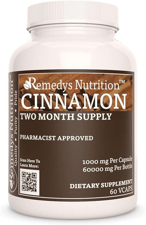 Remedyの栄養シナモンバークセイロン | 1,000 mg, 60ビーガンカプセルハーブサプリメント | 2ヶ月の供給