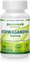 Ashwagandha 500mg – ストレス救済, 気分のバランス & ブラックペッパーとリラックス, 120 ビーガンカプセル