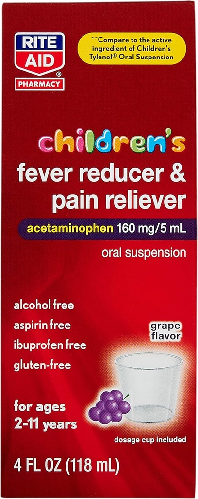 食欲の子供のアセトアミノフェン、ブドウの味、160 mg - 4 fl oz   痛みの回復力とフィーバーの減力剤 | 子供の風邪薬 | 年齢のための 2-11 歳 | 子供の熱く減力剤 | 子供の痛みの回復力