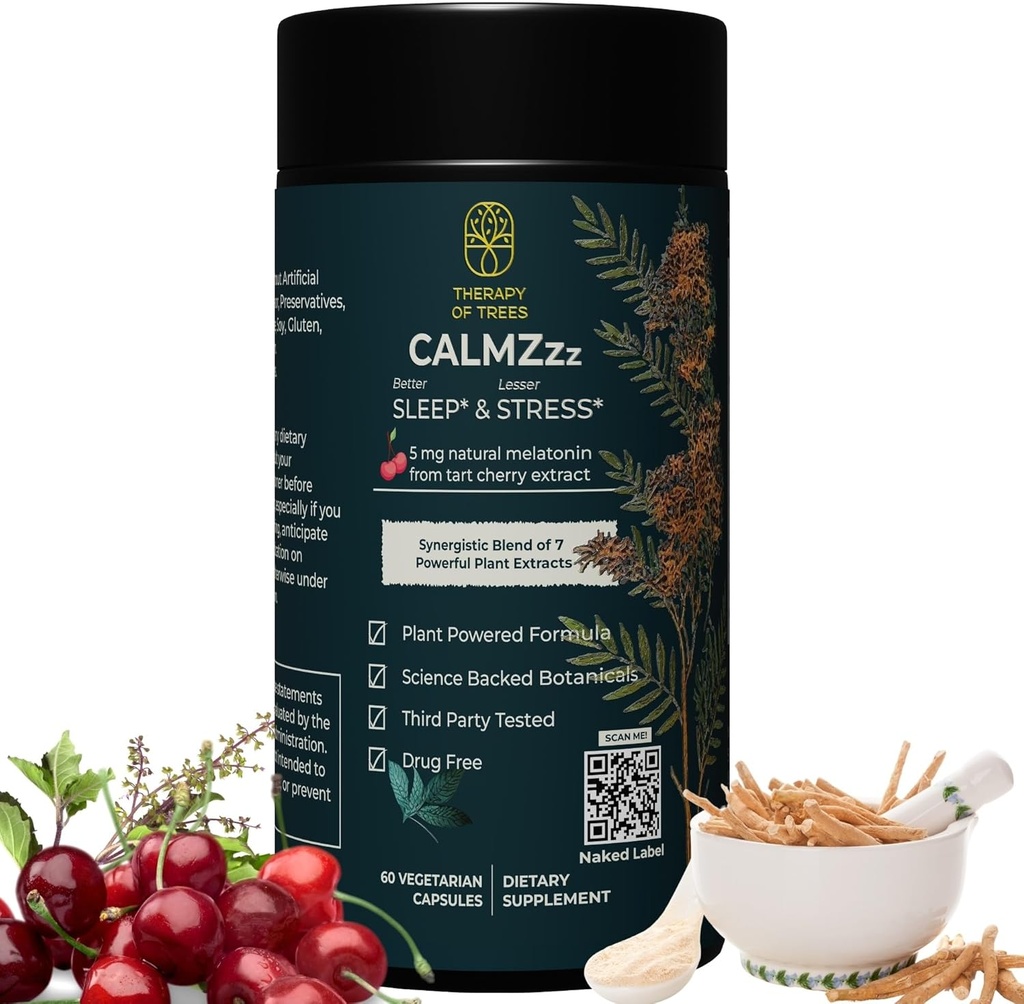 メラトニンと7つのスーパープラントを備えた高度な睡眠補助剤 | ノンハビット成形、100%ナチュラルスリープサプリメント | 植物なしの唯一の植物、大人のための自然な睡眠補助剤 | メラトニン5mg