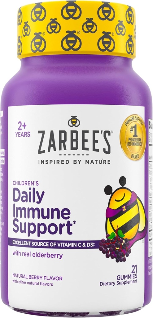 ZarbeeのElderberry Gummiesは、ビタミンC、亜鉛&エルダーベリー、毎日の子供のための免疫サポートビタミンGummyを年齢2とアップします。 ナチュラルベリー風味; 21カウント