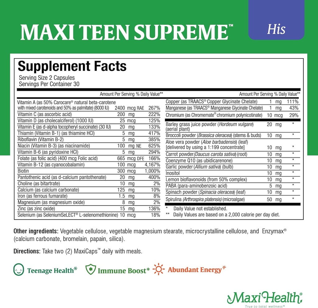 D3、鉄、カルシウム、ビオチン、消化酵素と女性&少年マルチビタミンバンドル - エネルギー、免疫&気分のサポートのためのマルチビタミン - 60カウントそれぞれ
