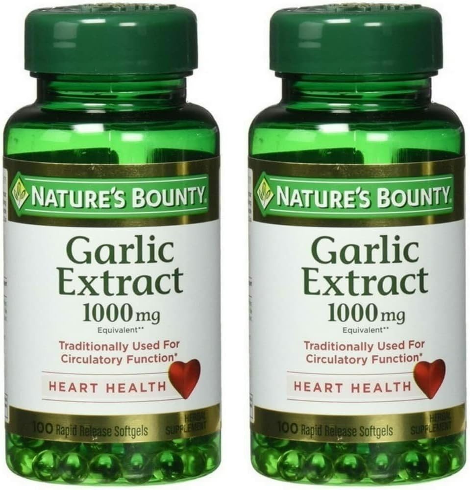 Nature's Bounty Garlic Extract 1000 mg 心血管サポート、100 ea (パッケージ 2)