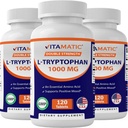Vitamatic L-Tryptophan 1000mg 120のタブレット(120のタブレット(1のパック) (3本のびん)