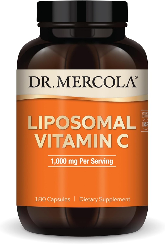 Mercola LiposomalビタミンC博士、給餌1杯当たり1,000mg、90サービング(180カプセル)、栄養補助食品、免疫健康、非GMO、NSF認定をサポート