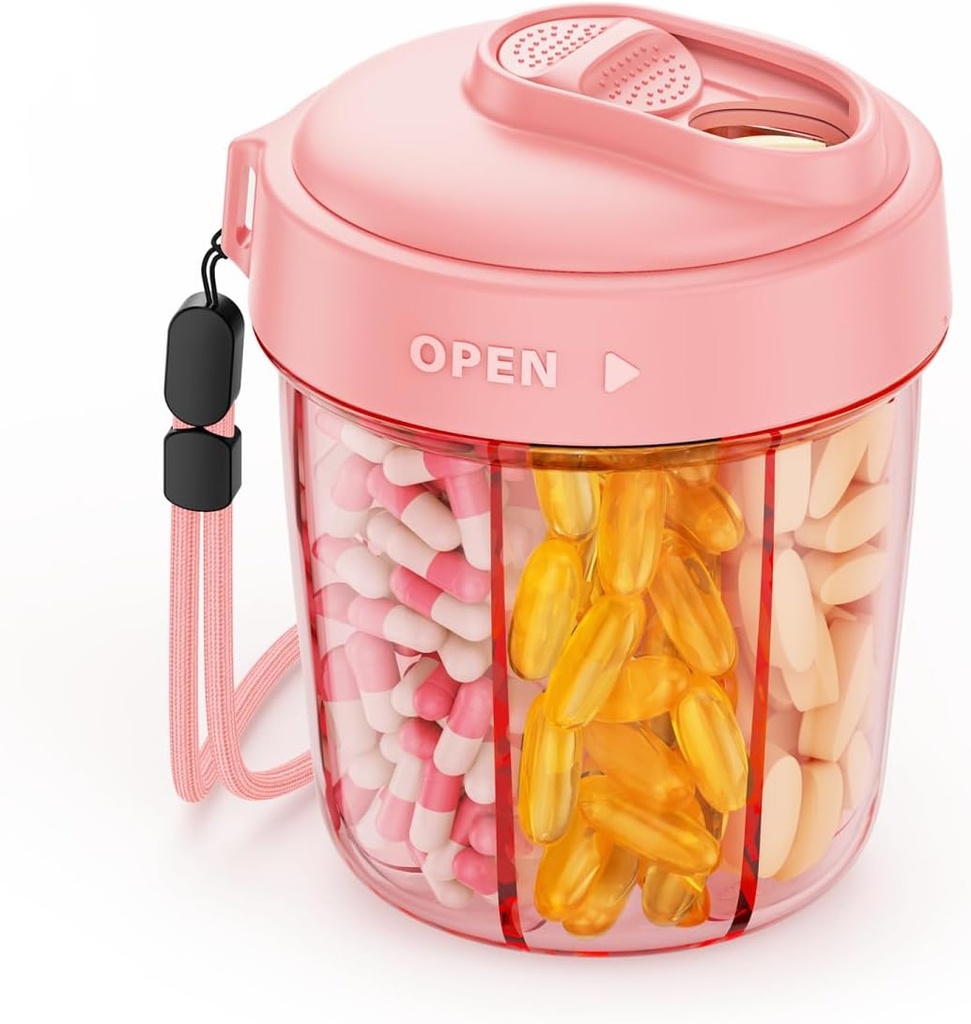 AUVON の 7 つのさまざまな補足を貯える大きい丸薬ディスペンサー、反 Mix の設計の旅行丸薬のオルガナイザー、広い開始及びスライダーが付いている丸薬のふた 使いやすい、含んでいます 20 のブランクのステッカー、ピンク