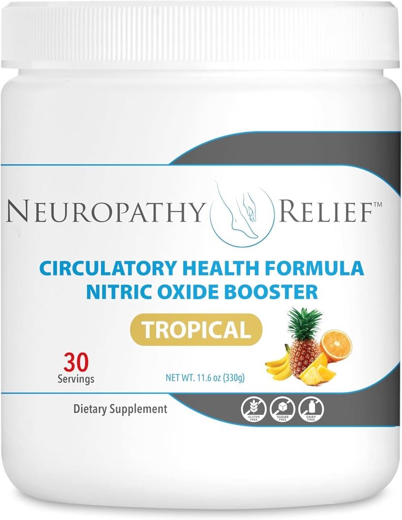 Neuropathy Relief™ - Circulatory Health Formula - Nitric Oxide Booster - Tropical Flavor (1 Jar), 30 Servings