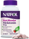 Natrol の速い分解の Melatonin 3 の mg、Melatonin は残りの睡眠、大人のための睡眠サポート、150 のいちご風味のタブレット、150 日の供給まで補います