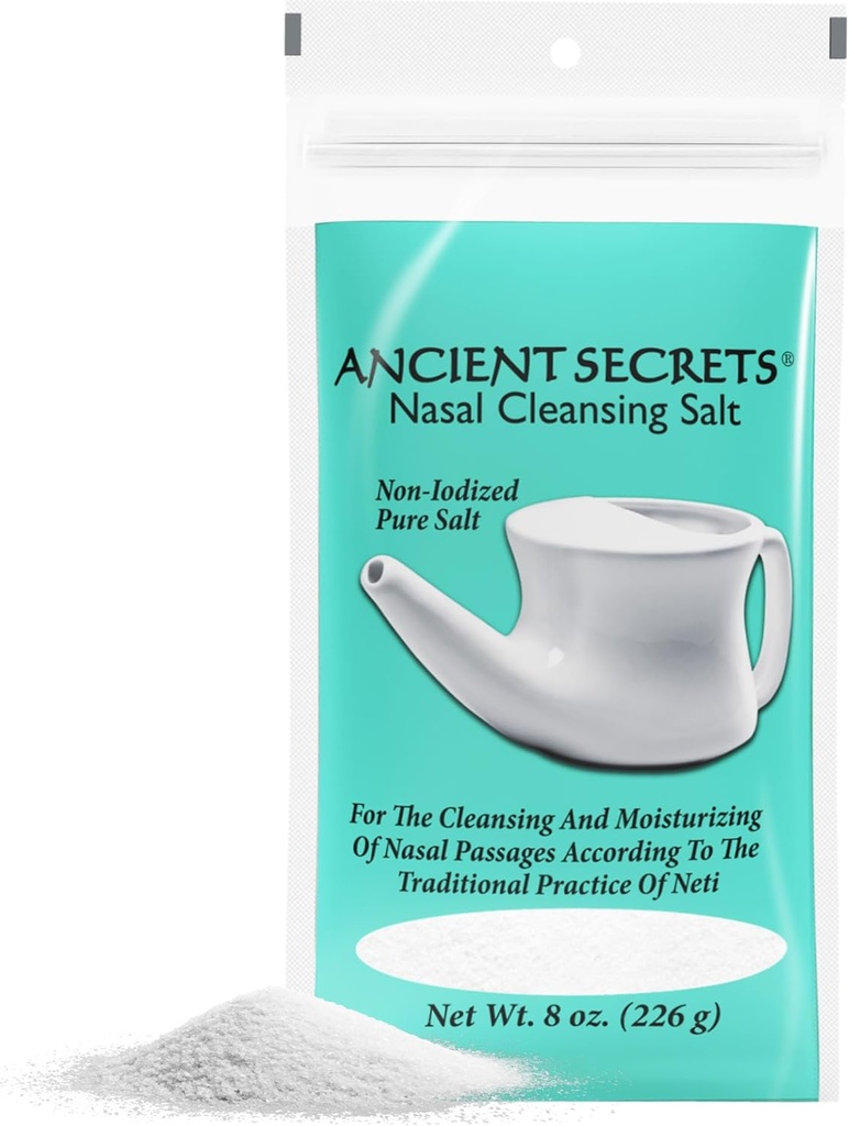 ANCIENT SECRETS の鼻の浄化の塩、非陽極酸化される–あらゆる Neti の鍋、Sinus の潅漑システム、8 Oz のための USP 等級ナトリウムの塩化物