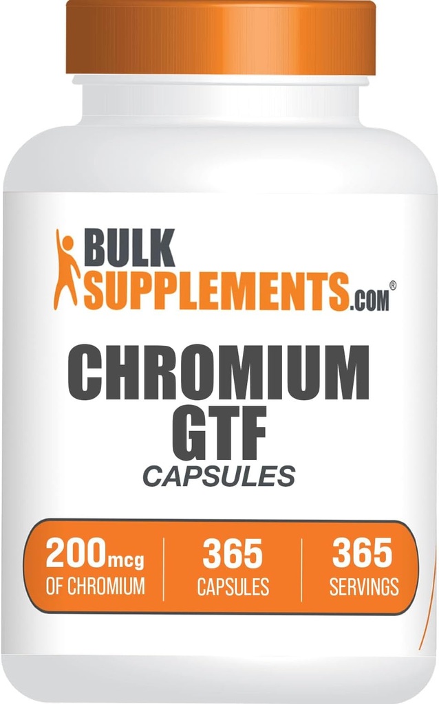 BulkSupplements.com Chromium GTFカプセル - ミネラルサプリメント、GTFクロム200mcg - グルテンフリー、1カプセル/サービング、365カプセル(パッケージ1)