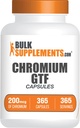 BulkSupplements.com Chromium GTFカプセル - ミネラルサプリメント、GTFクロム200mcg - グルテンフリー、1カプセル/サービング、365カプセル(パッケージ1)