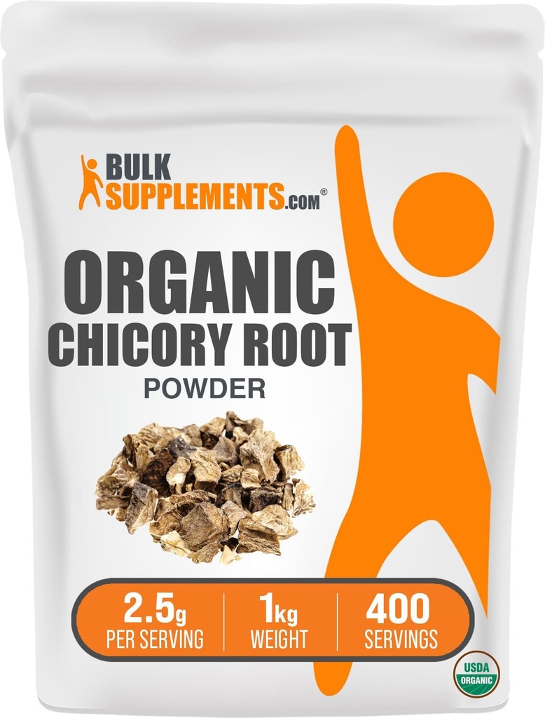 BulkSupplements.com オーガニック Chicory Root パウダー - Chicory Root サプリメント、Chicory Root コーヒー代替 - 繊維のサプリメント、グルテンフリー、給餌あたり2.5g、1kg (2.2 lbs) (パッケージ 1)